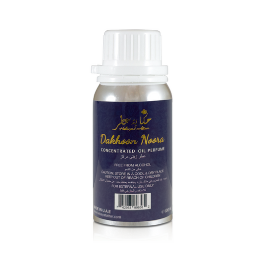 DAKHOON NOORA 100 ML OIL PERFUME by Hekayat Attar Bottle with white background