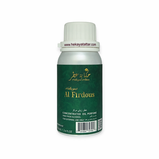 Al Firdous by Hekayat Attar Bottle on a white background