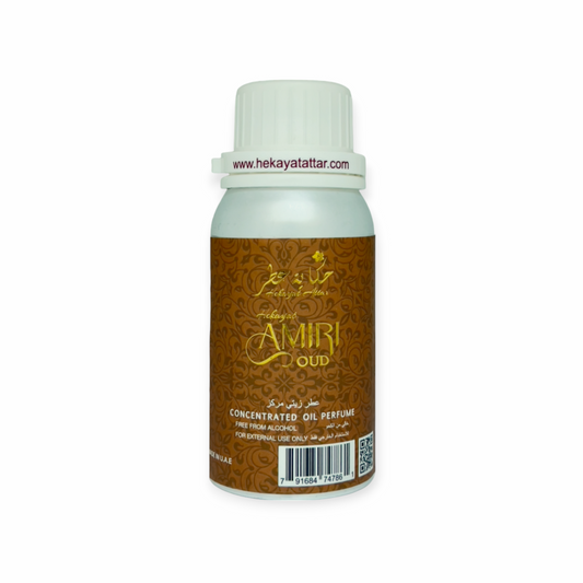 Hekayat Amiri Oud by Hekayat Attar bottle on a white background
