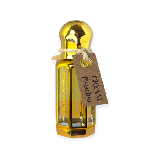 Cream pistachio 12 ml Oil perfume by Hekayat Attar bottle on a white  background