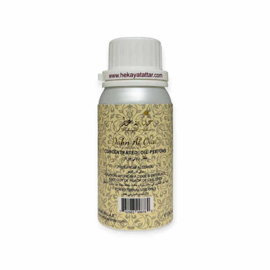 Dahn Al Oud by Hekayat Attar bottle on a white background