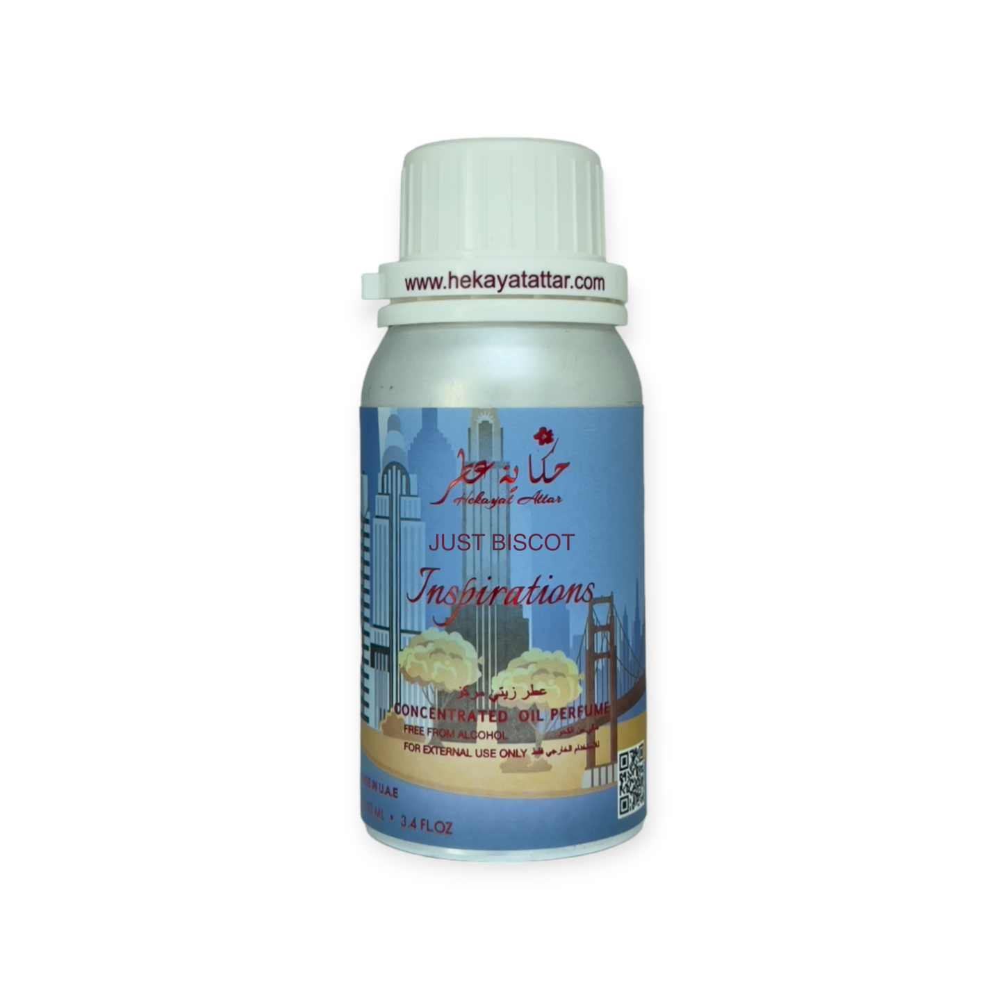 Musky Choco oil perfume by Hekayat Attar bottle with white background