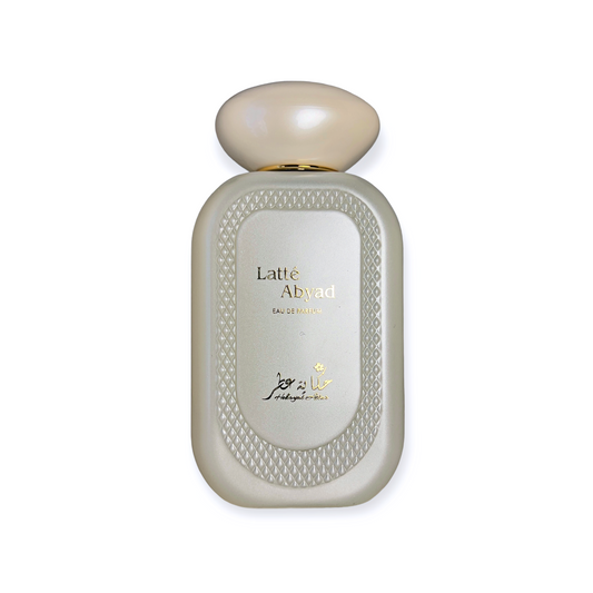 Latte Abyad by Hekayat Attar bottle on a white background
