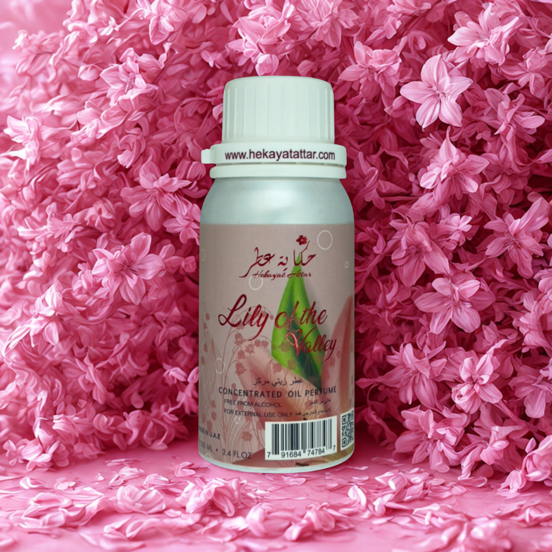 Lily of the Valley by Hekayat Attar bottle with luxury background