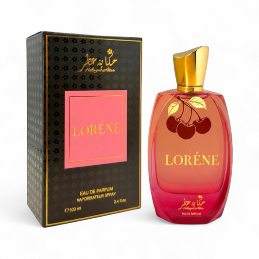Lorene by Hekayat Attar bottle with packing on a white background