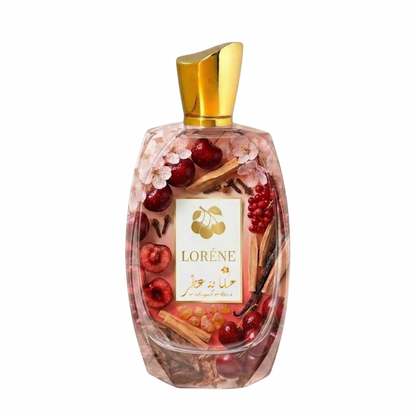 Lorene by Hekayat Attar bottle with notes on a white background