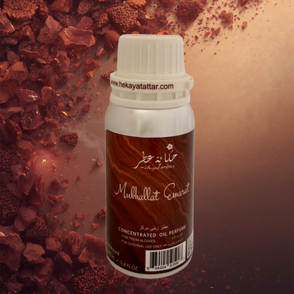 Mukhallat Emarat by Hekayat Attar Bottle with luxury background
