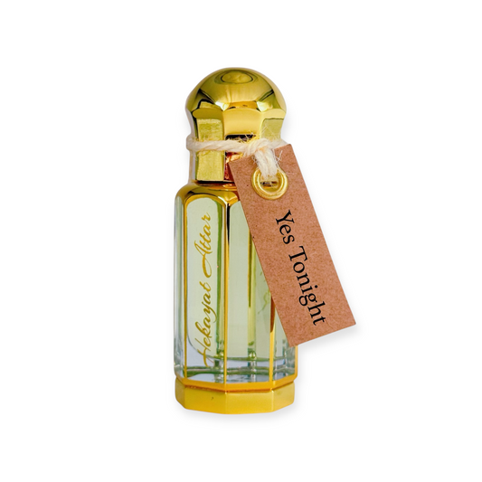 Yes tonight by Hekayat Attar bottle  on a white background