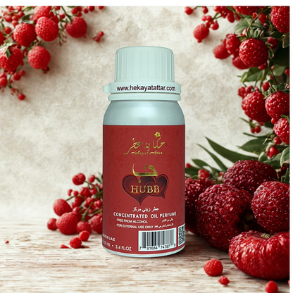 Hubb by Hekayat Attar bottle with luxury background