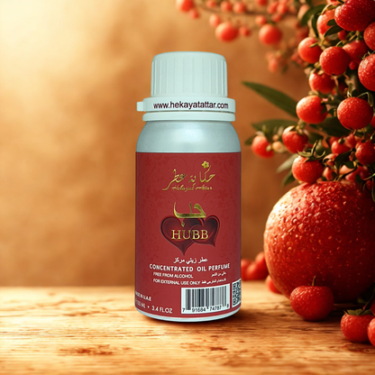 Hubb by Hekayat Attar bottle with luxury background